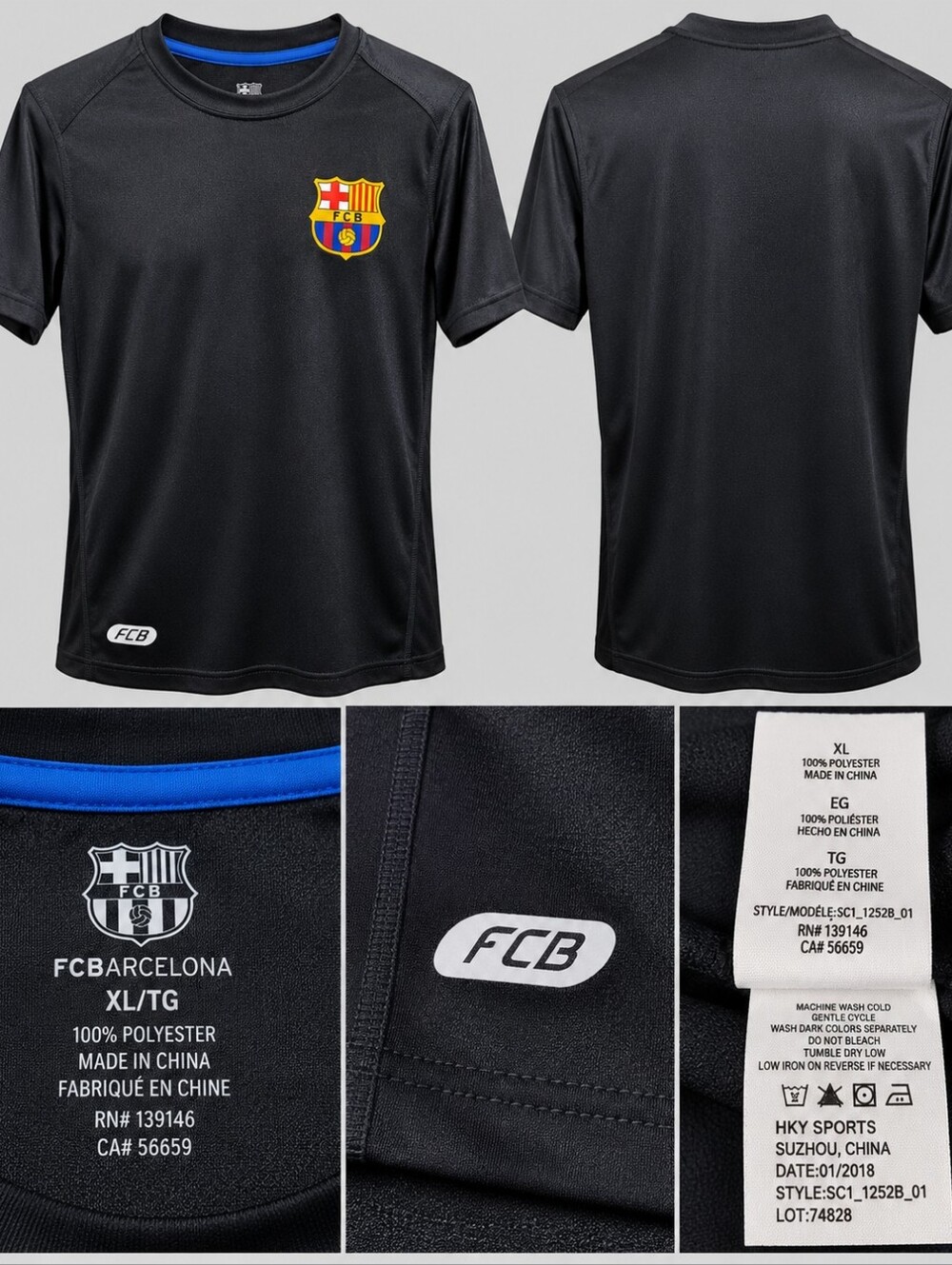 FC Barcelona Kids' Black Short-Sleeve Training Tee
